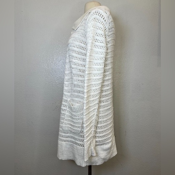 Cabi Open Stitch White Open Knit Open Front Cardigan - Picture 4 of 7
